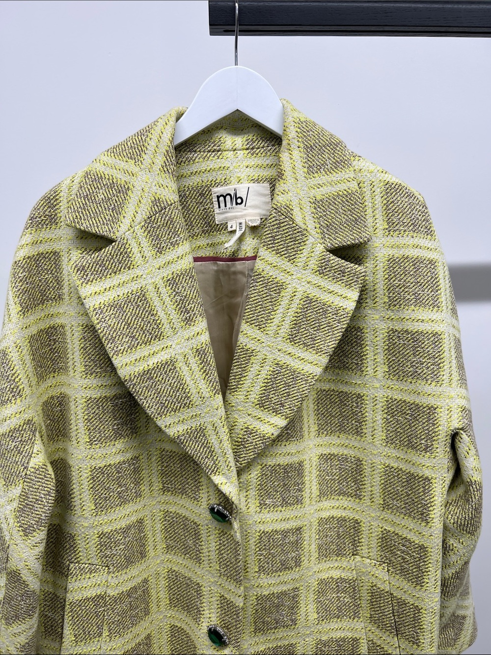 Ted Baker Yellow Check Oversized Trench Coat - Picture 2 of 5